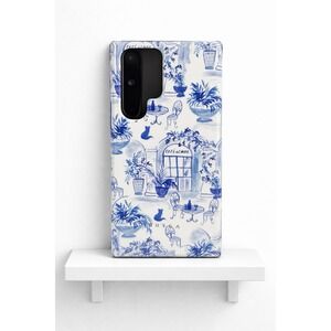BURGA Samsung Galaxy S23 Ultra Case Blue White Cafe Pattern Slim Cover